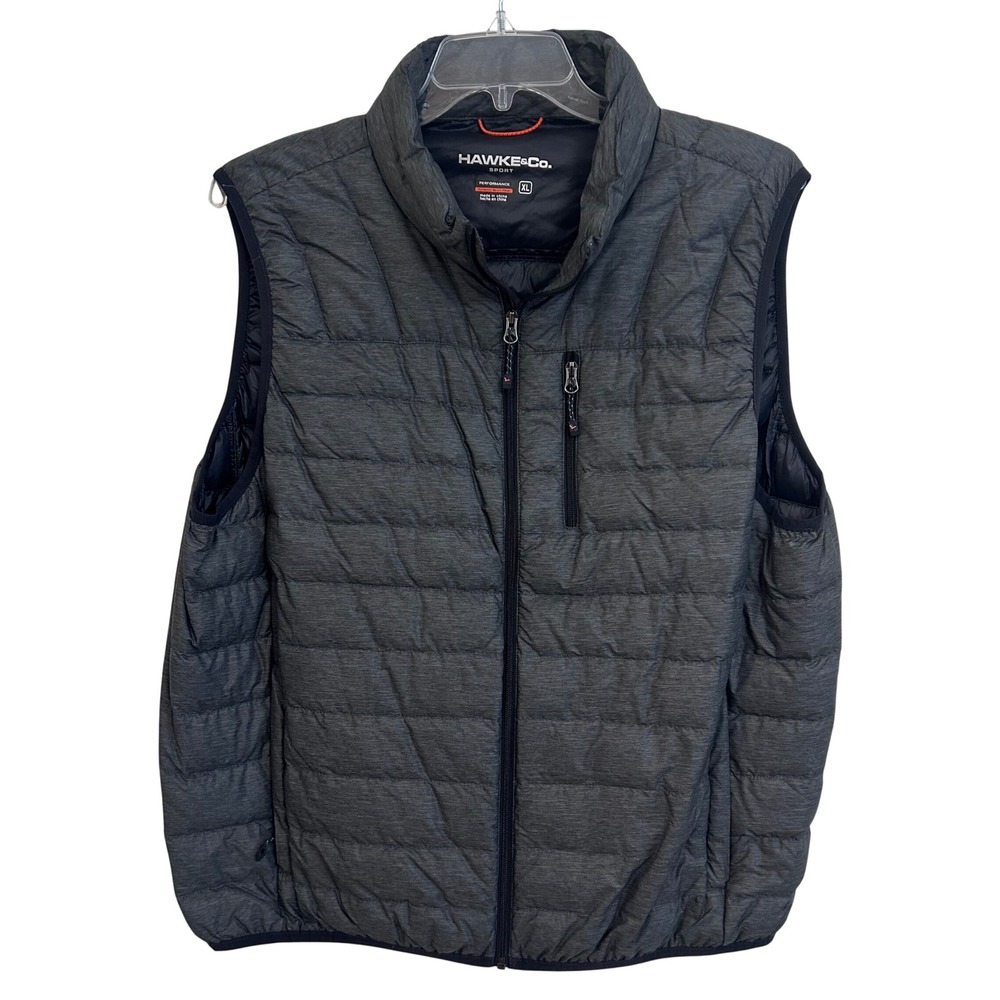 HAWKE CO Sport Men's Gray Puffer Vest Insulated‎ Packable Down Filled Sz XL NWOT